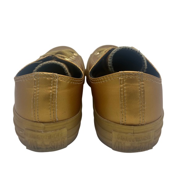 Converse All Star Metallic Gold Sneakers Low Top‎ Shoes Unisex Size 5.5 3.5 - Picture 3 of 5
